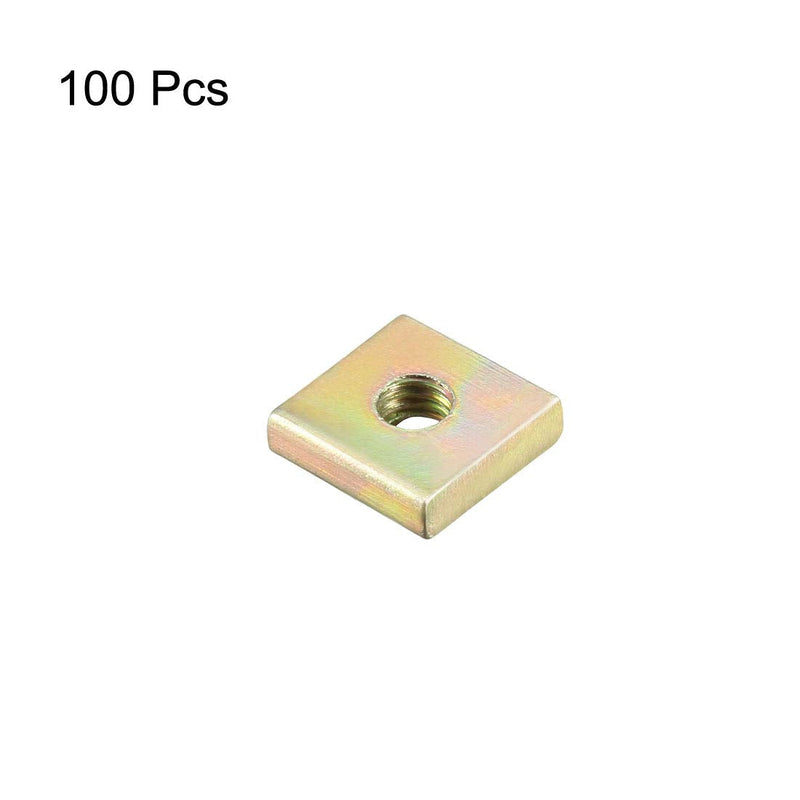 uxcell Square Nuts, M3x8mmx2mm Yellow Zinc Plated Metric Coarse Thread Assortment Kit, 100 Pcs