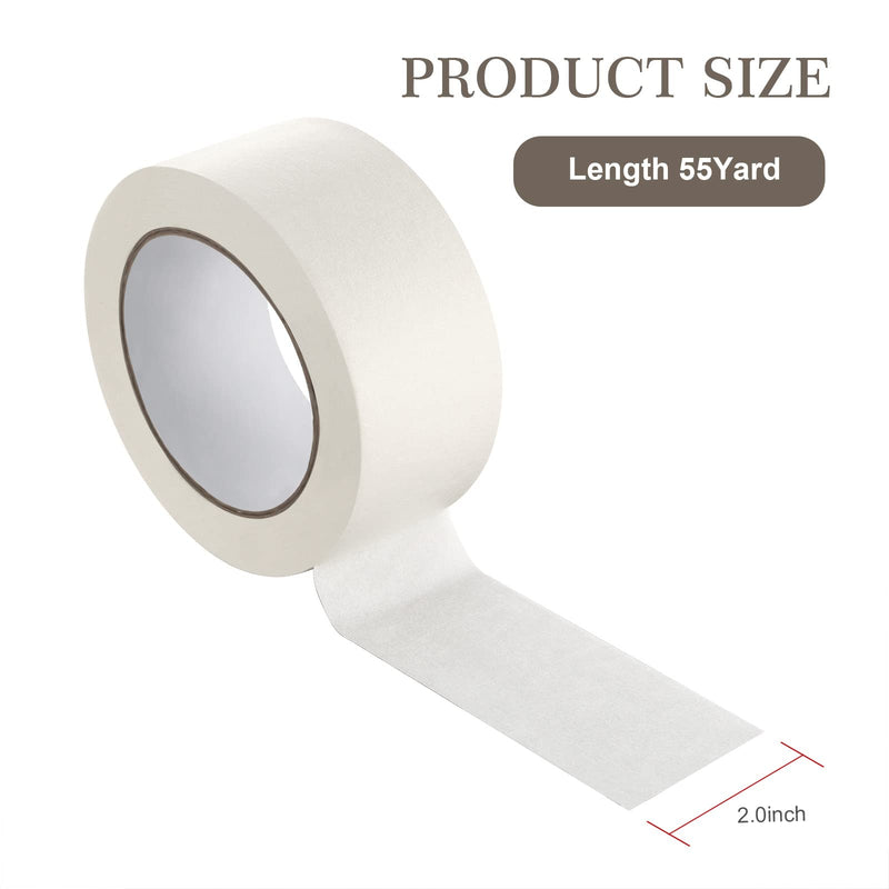 Wide Masking Tape, General Purpose Beige White Painters Tape for Home, Office, School Stationery, DIY Art, Crafts, Labeling (2 Inch X 55 Yard) 2 Inch X 55 Yard