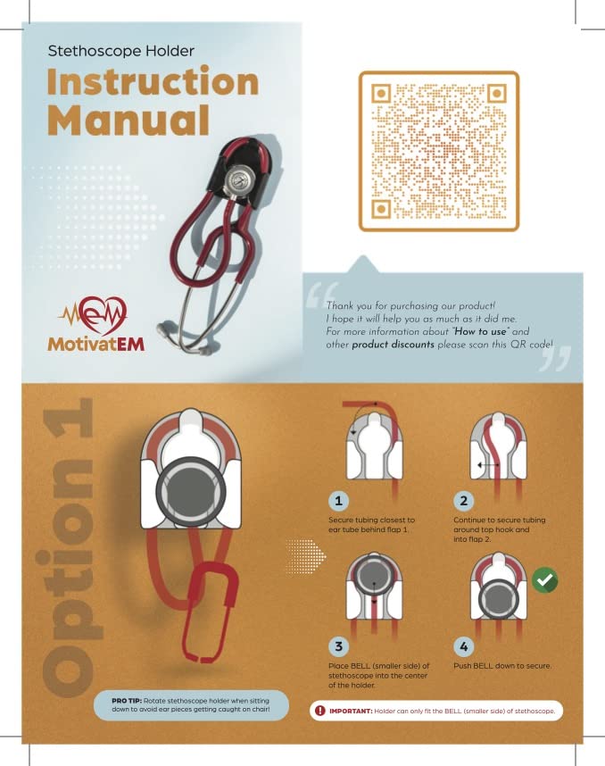 Stethoscope Holder Kit – Hip Clip with Rotating Clip for Neck Pain Relief + 3 BONUSES: Stethoscope AirTag Holder, Stethoscope Replacement Covers/Ear Pieces (Classic III & IV), and Bag Hanger Black