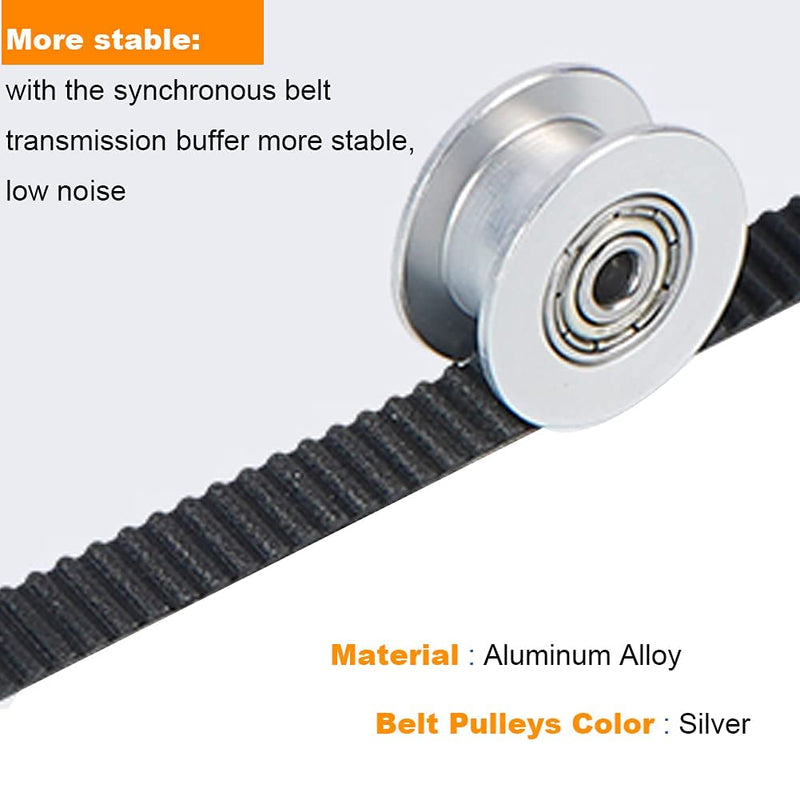 5-Pack GT2 Idler Pulleys, GT2 20 Toothless Bore 5mm Aluminum Timing Belt Idler Pulley for 10mm Width 3D Printer Timing Belt