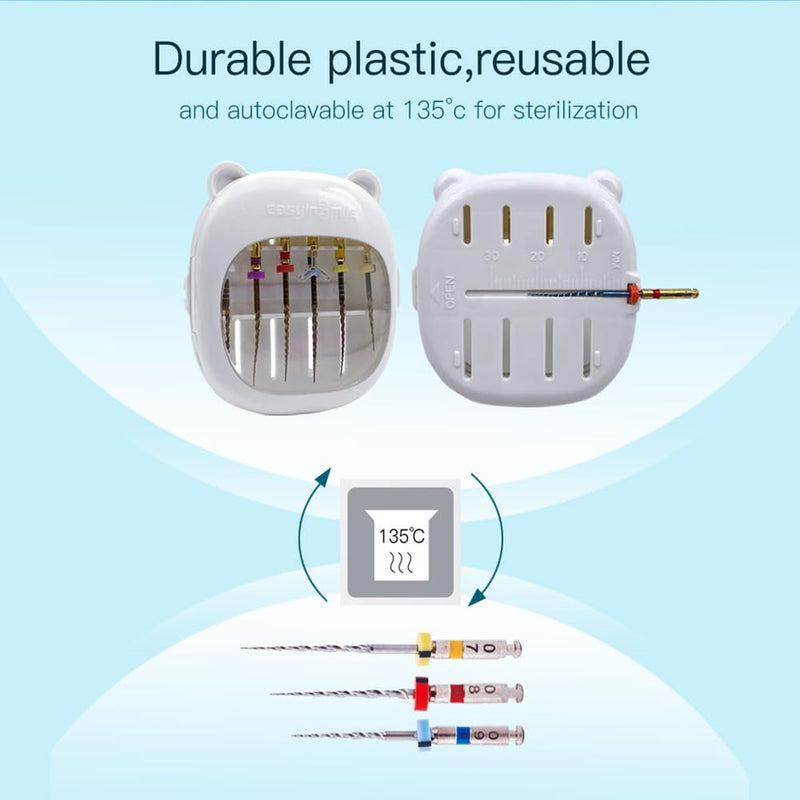 Dental Endodontic File Disinfection Box 5pcs Dental Root Canal Files Organizer Case Endo File Sterilization Box with Slots and Measuring Ruler