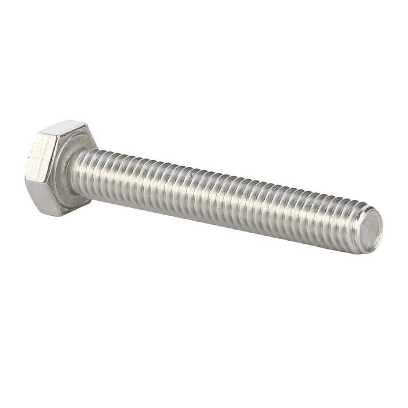 M6 x 45mm Hex Head Screw Bolts, Fully Threaded, Stainless Steel 18-8, Plain Finish, Quantity 20 M6-1.0 x 45mm
