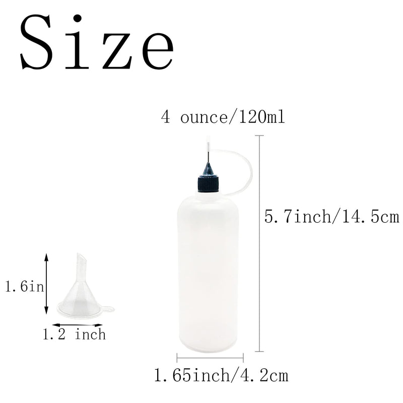 5 Pcs Precision Tip Applicator Bottles, 4 Ounce Translucent Glue Bottles, with 2 Mini Funnel, 5 Color Lid - NewNest Australia