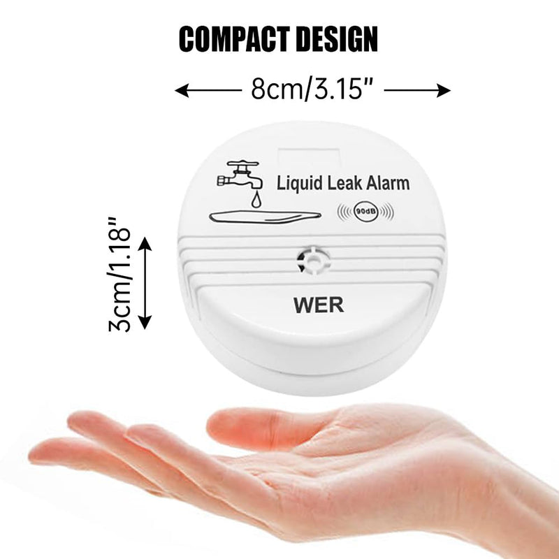 WER Water Leak Alarm Sensor, Battery Operated Leak Alert, 90dB Water Detector for Basements, Bathrooms, Laundry Rooms, Kitchens, Garages and All Office Areas (Shipped Without Battery, 4 Pack)