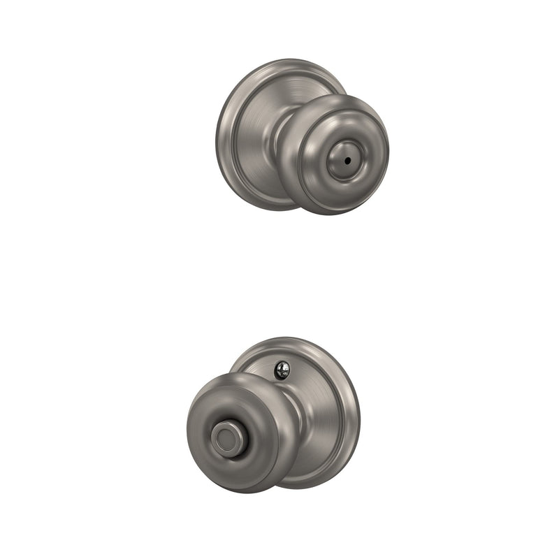 Schlage F40 GEO 619 Georgian Door Knob, Bed & Bath Privacy Lock, Satin Nickel 1 Pack