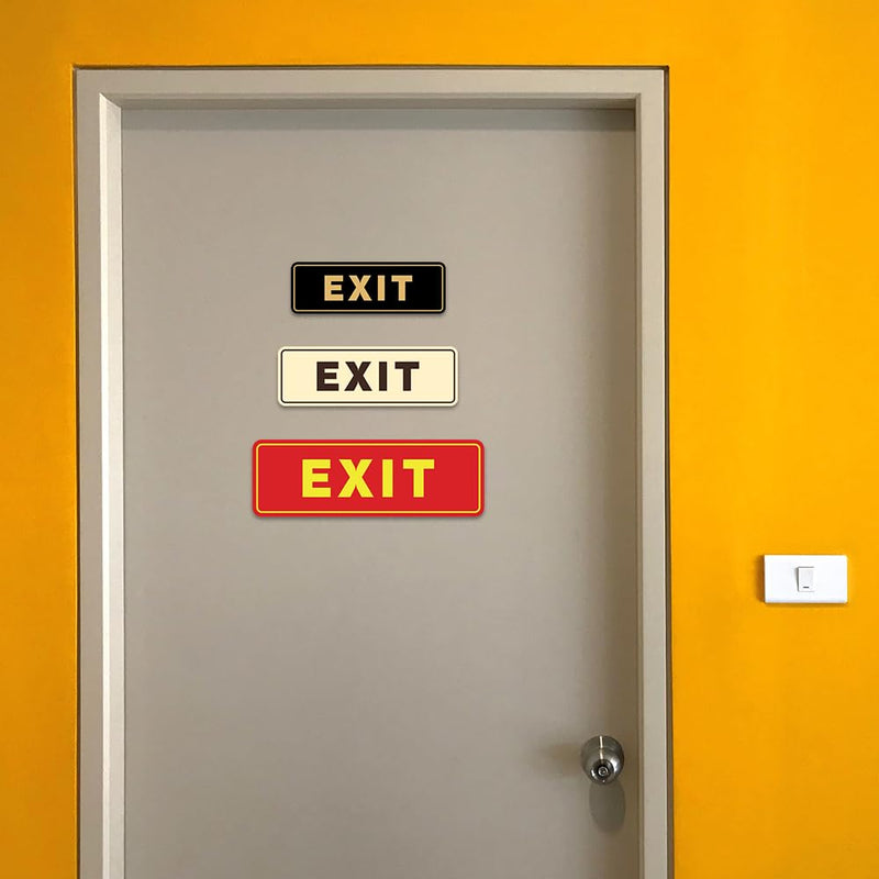 All Quality Standard Exit Wall or Door Sign | Durable Plastic and Easy Installation | Double-Sided Foam Adhesive Tape - Black - Small (1 Pack) 2 x 6" - Small (1 Pack)