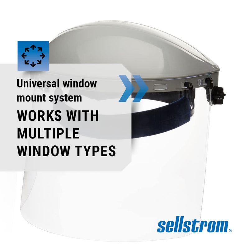 Sellstrom Advantage Face Shield - Lightweight Mask with Crown & Ratchet Headgear, for Work, Grinding, Cutting - ANSI Z87.1 - Clear Uncoated Polycarbonate Window Standard Binding