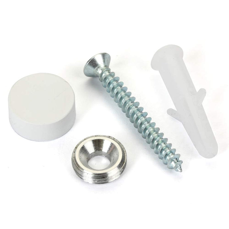 Mirror Screws, TOPNIKE Aluminum Cap Decorative Mirror Nails, Sign Advertising Hardware, Construction with Decorative Cap Cover Nails, Φ0.6", White, 4 Pack