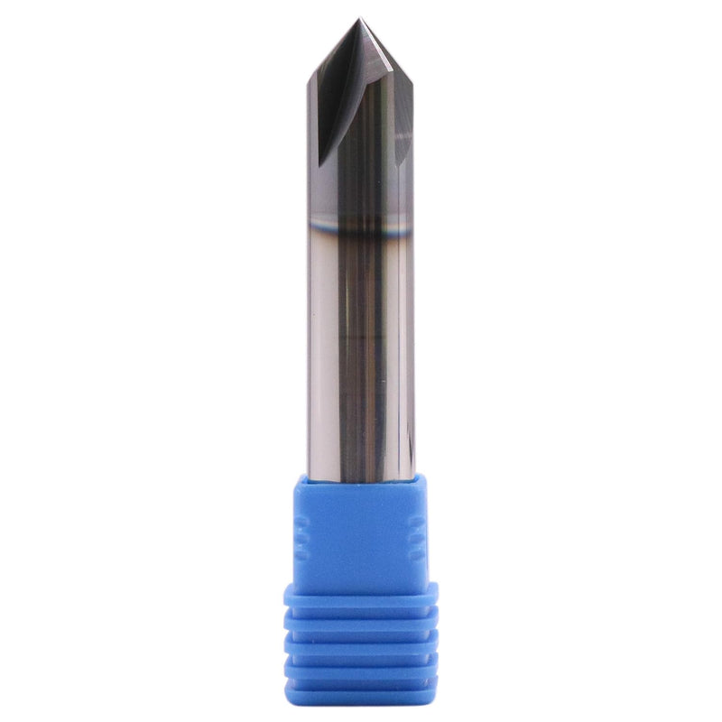 4 Flute 90° Solid Carbide Chamfer End Mill(1Pc, 1/2"), AlTiN Coated | 90° Chamfer Angle, 1/2" Shank 3" OAL, Single End, V Groove Router Bit, for Milling Alloy Steel, Carbon Steel, Cast Iron 1/2 in
