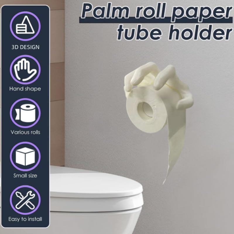 Toilet Paper Holder，Toilet Paper Holder Gothic，3D Ghost Hand Toilet Paper HolderEasy Install Halloween-Theme Paper Towel Holder, Funny and Spooky Bathroom Accessory (1PCs White) Fits Standard Size