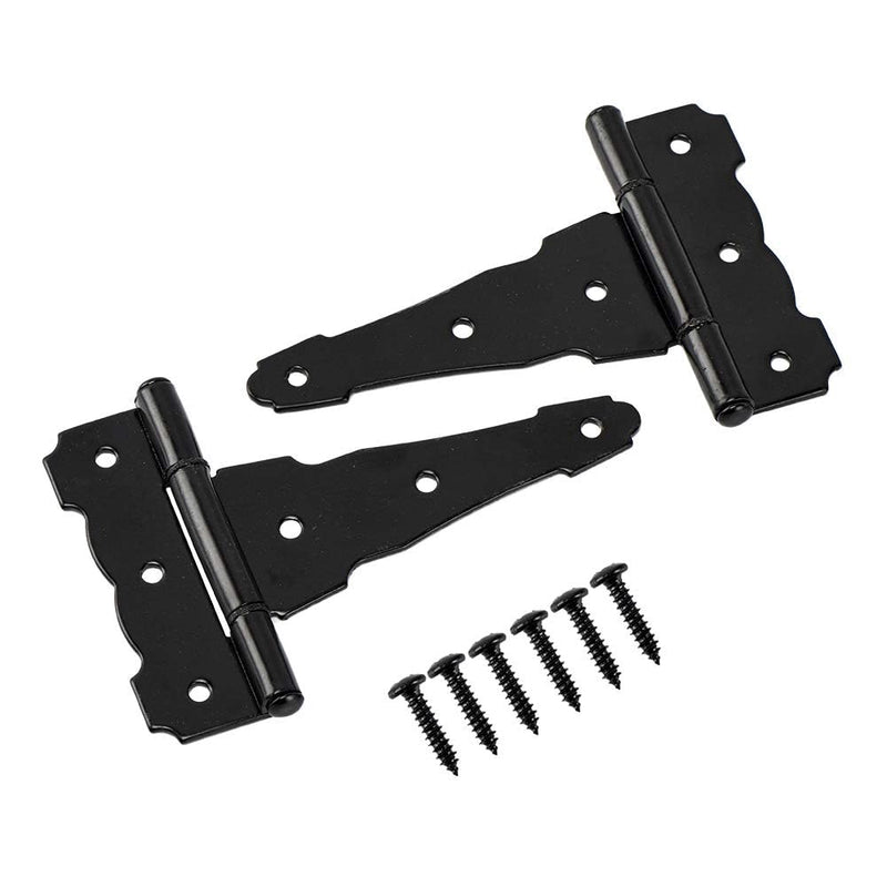 HOME MASTER HARDWARE 4 in Decorative T Strap Hinge Shed Storage Gate Strap Hinge Barns Door Tee Hinges with Screws Black 10 Pack 4" - 10pack