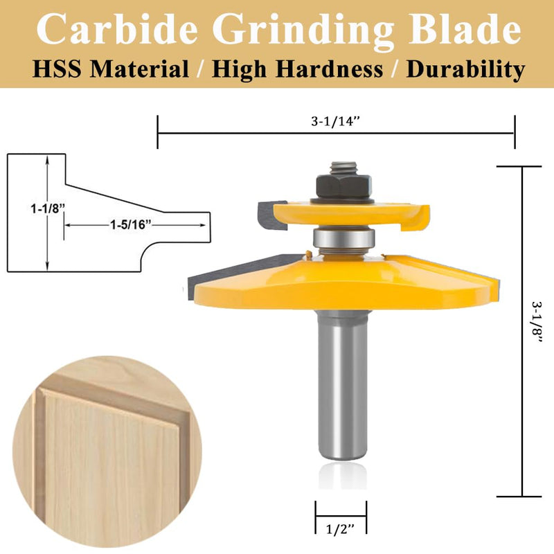 LEATBUY Molding Router Bit Set 1/2-Inch Shank 4 PCS Woodworking Molding Cutter Wood Milling Woodwork Router Bits Sets Drilling Carbide Tool for Door Table Cabinet Shelve Wall DIY (TR4) TR4