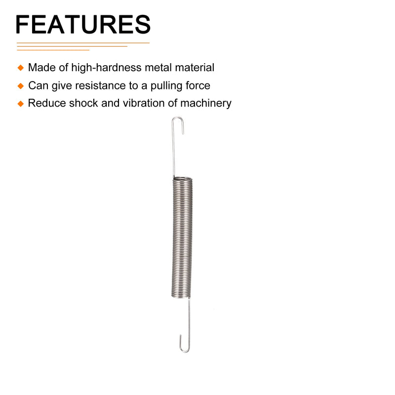 0.9x10x60mm(WxODxL) Extension Spring - 2Pack - Good for Home Repair Machinery - Metal Extended Compressed Spring - Silver