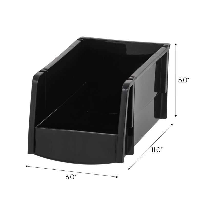 IRIS USA 26 Drawer Parts and Hardware Cabinet + 11" x 6" x 5" Medium Plastic Open Front Stackable Storage Bin, 8-Pack, Stackable Craft Supplies Cabinet Classroom Office, Black - NewNest Australia