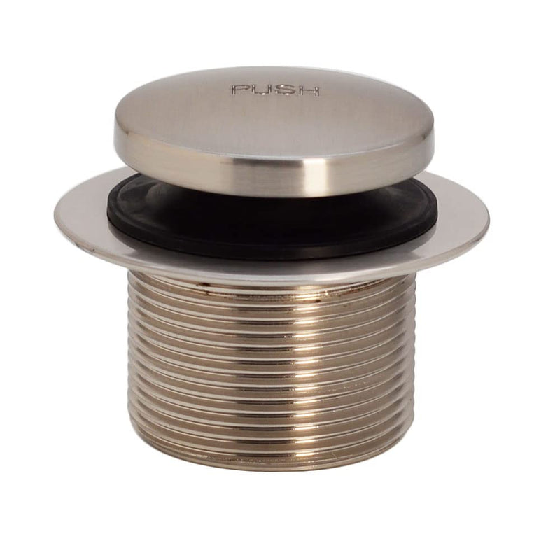 Westbrass A593244-07 14" x 1-1/2" White Tubular Bathtub Waste & Overflow Assembly with Tip-Toe Drain Plug and 2-Hole Faceplate, Satin Nickel 1 Pack