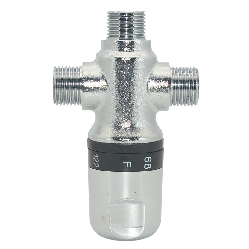 Thermostatic Mixing Valve,Solid Brass- Golden Thermostatic Shower Valve,1/2" NPT Thread Water Heater Mixing Valve for bathroom showers, solar systems and kitchen faucets,etc. (Silver) Silver