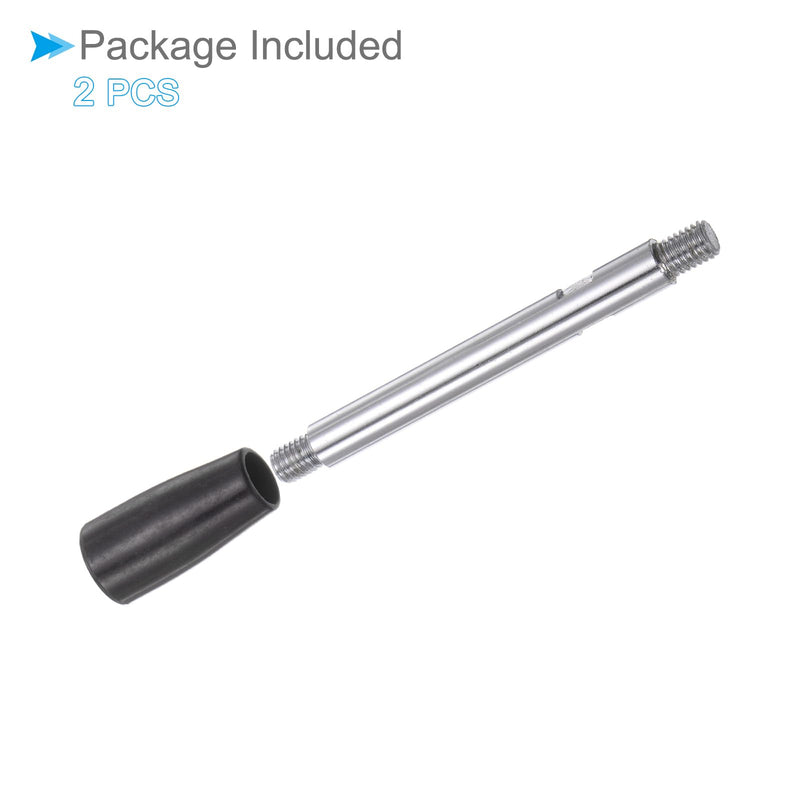 Revolving Crank Clamping Handle, M8 Male Thread 116mm Length, Chrome Plated Long Arm Handwheel Handle Knob Black - (Applications: for Lathe Machinery), 2-Pieces