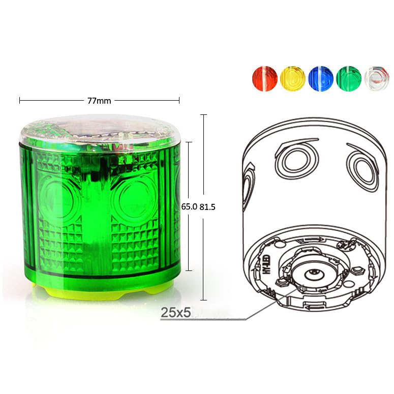 Solar Strobe Warning Light: IP54 Waterproof Flashing Safety Light High Bright LED Warning Lamp Traffic Light for Construction, Factory, Safety Road Sign, Dock Marine Beacon (Yellow-Column) Yellow-Column