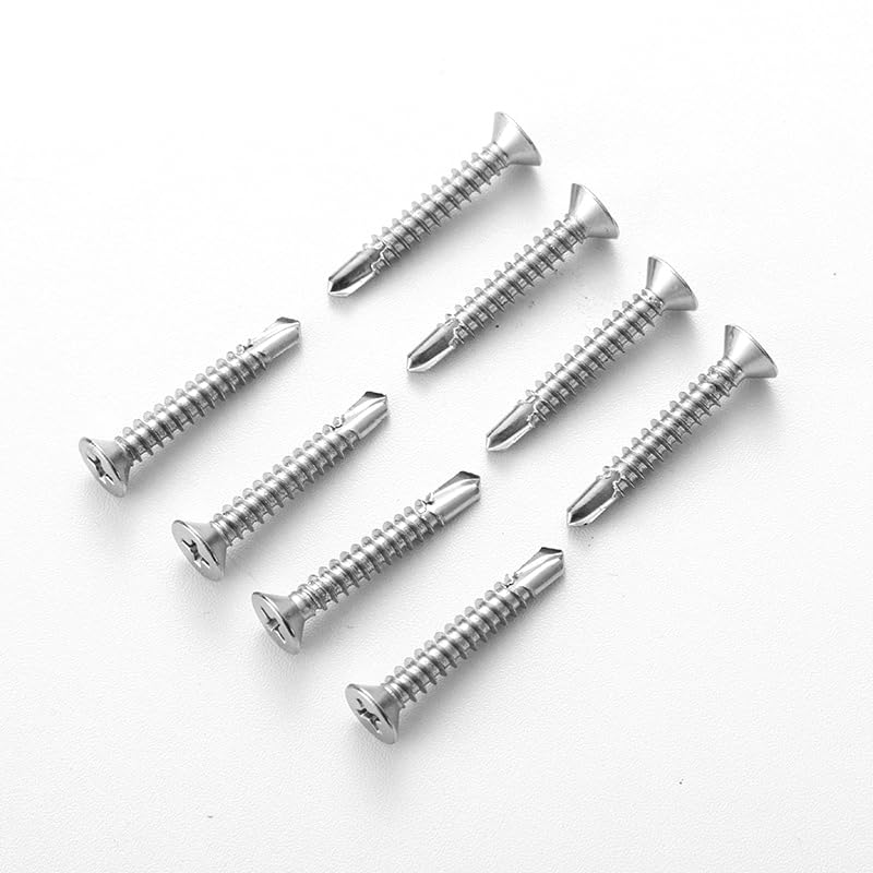 #12 x 1-1/2" (50 Pack) Flat Head Sheet Metal Screws Self-Tapping Screw Phillips Head Self Drilling Screws, 410 Stainless Steel #12 x 1-1/2''