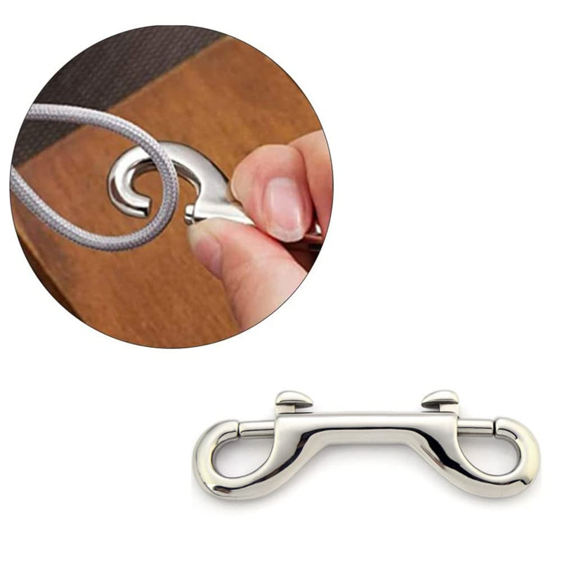 2 Pcs Double Ended Lead for Dogs, Bolt Snap Hooks Zinc Alloy Double End Clip Silver Diving Clip Trigger Snaps for Diving Dog Leash Key Chain Horse Tack Pet Feed Buckets