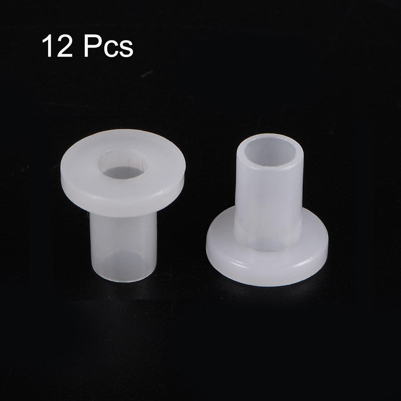 uxcell 12pcs Flanged Sleeve Bearings Plastic Bushings 4mm Bore x 5.5mm OD x 10mm Length Nylon Bushings, White 12