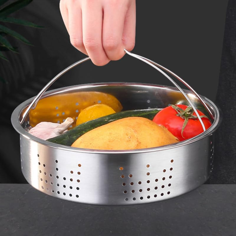 Stainless Steel Steamer Basket with Trivet Rack 8.26 Inch Food Steamer Pot Accessory for Rice Vegetables Seafood Buns Dumplings Kitchen Cooking