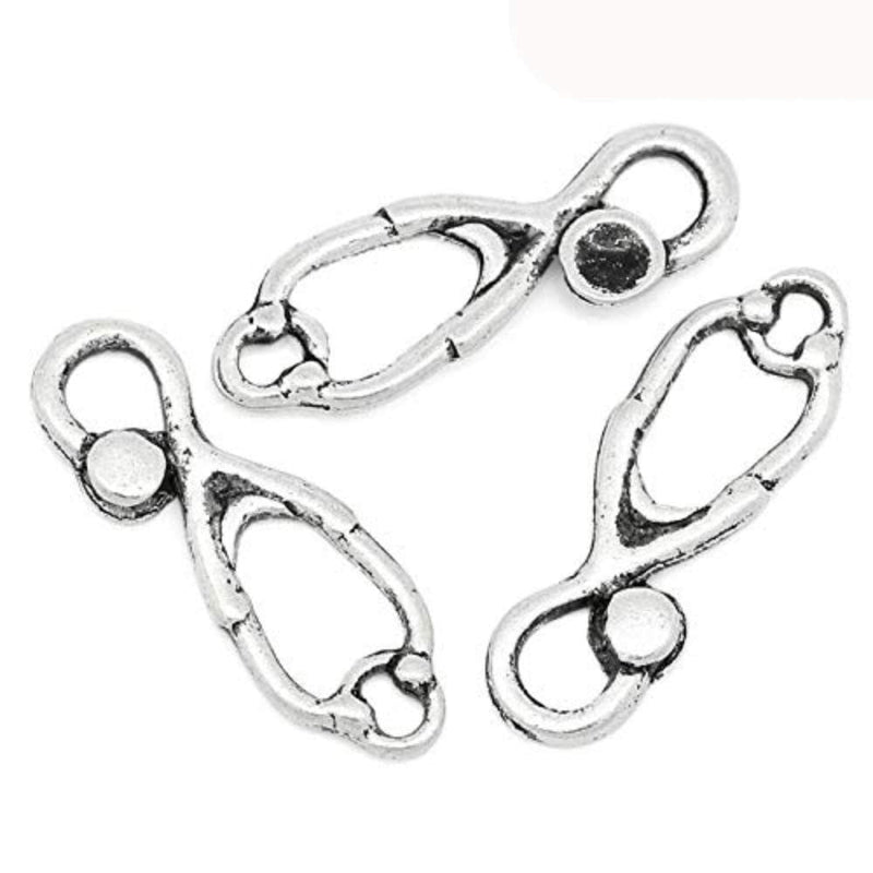 PEPPERLONELY 60pc Antiqued Silver Alloy Stethoscope Medical Charms Pendants 23x8mm (7/8" x 3/8") 7451# Stethoscope