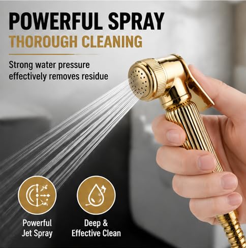 FTVOGUE Solid Brass Wall Mount Shower Toilet Bathroom Handheld Bidet Diaper Spray Sprayer Shattaf Kit