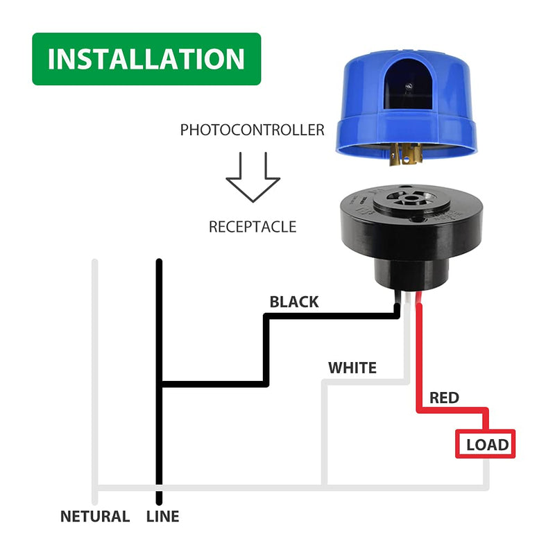 3 Pack Photocell for Outdoor Light,Auto On Off Photo Sensor Switch with Twist Lock,Dusk to Dawn Photoelectric Light Control for LED Street/Barn Light Parking Lot Light Area Light Blue 3 Pack