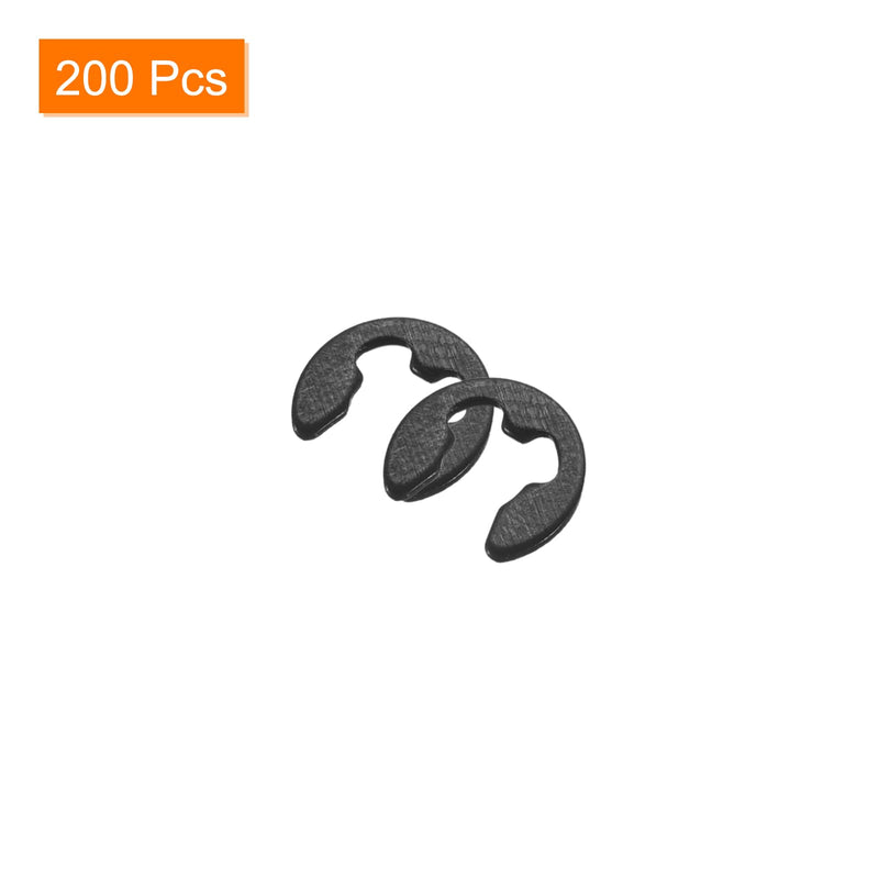uxcell 200 Pcs External Retaining Rings, 3mm 65Mn Carbon Steel E-Clip External Circlip Snap Rings Round Wire Snap Rings for Valves Electrical Appliances