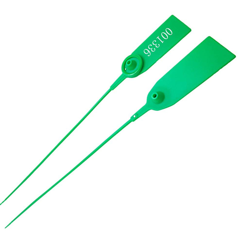 Plastic Numbered Security Seal Pull Tight Padlock Safety Tag Tamper Proof Tie Disposable Self-Locking Seals 11” Length,100pcs (Green) Green - NewNest Australia