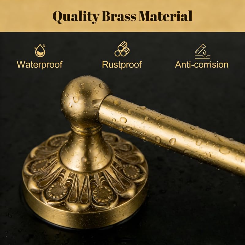 Antique Brass Bathroom Accessories, Solid Copper Towel Ring & Paper Holder, Vintage Wall Mount Hardware with Antique Bronze Finish (Single or Set) (Towel Ring + Paper Holder Set (2-Piece)) Towel Ring + Paper Holder Set (2-Piece))
