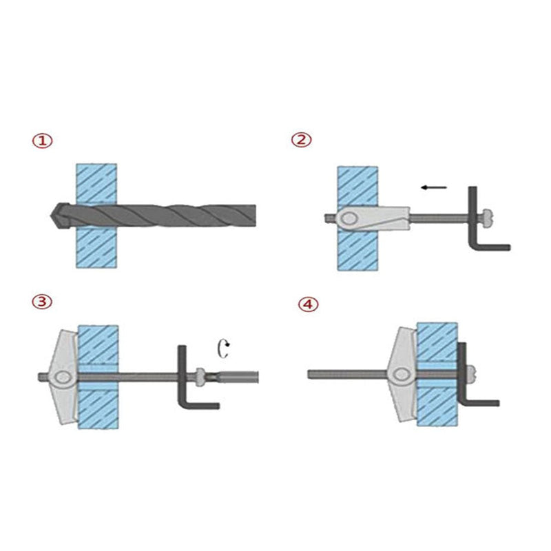 uxcell M6 Thread Spring Wing Toggle Hollow Plasterboard Wall Anchor Bolts 6 Pcs