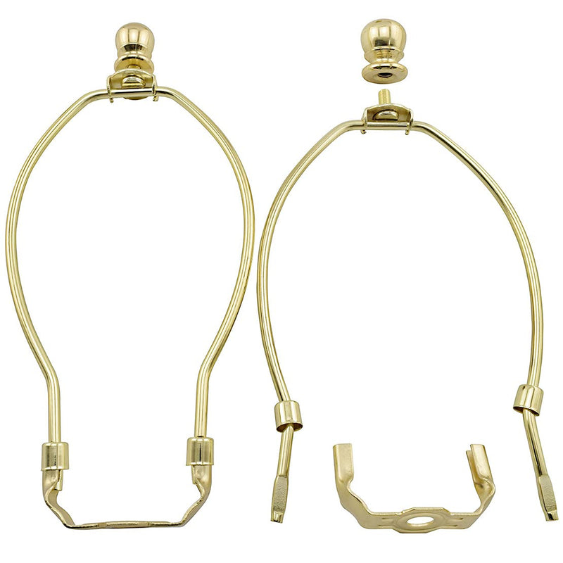 8-Inch Lamp Shade Harp Holder Fitter with Ball Finial Knob and Saddle Base [2set Gold] 8 Inch