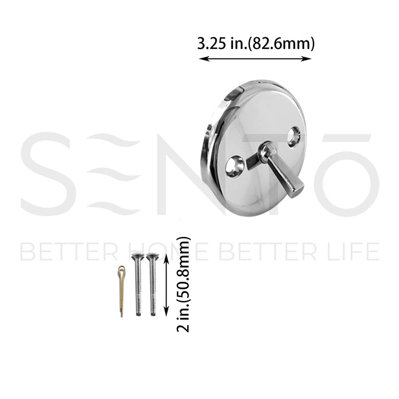 SENTO Chrome Trip Lever Bathtub Drain Assembly Stopper Kit, Fit Both 1-1/2 Inch or 1-5/8 Inch Strainer and Stopper, Heavy Duty Metal with Matching Screws, Easy Installation, Polished Chrome