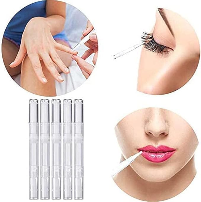 Twist Pen 3ml 2pcs Transparent Refill Rotary Makeup Container Twisting Brush Refill Nail Brush Cosmetic Empty Nail Oil Pen Perfume Lip Gloss Tube with Brush Head Nail Brush Pen Travel Accessories Twist Pen Nail Oil Pen Container (Pack of 2) - NewNest Australia