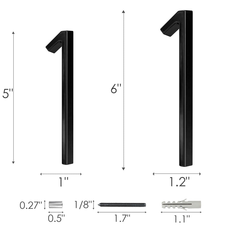 6 Inch Stainless Steel Floating House Number, Metal Modern House Numbers, for Outdoor Mailbox Yard Home Wall DoorGarage Gate with Nail Kit, Coated Black, 911 Visibility Signage 6 inch, Black 1