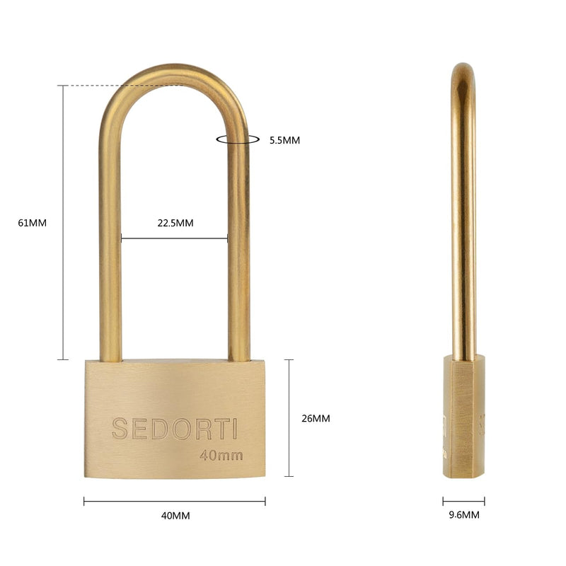 Weather Proof Lock, Keyed Alike Solid Brass Padlocks with Long Brass Shackle, Light Duty, 1-1/2" Wide Body, Marine Padlock, Anti Rust Lock, 12 Pack 12 Pcs Keyed Alike