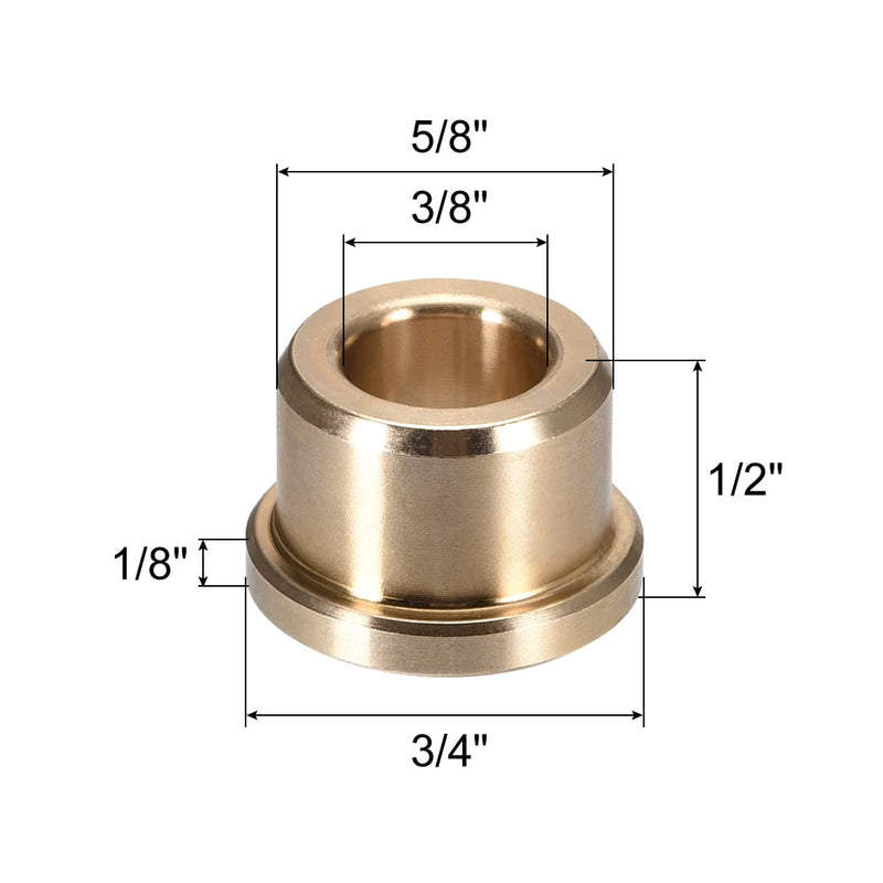 uxcell Flange Bearing Sleeve 3/8" Bore x 5/8" OD x 1/2" Length x 3/4" Flange Dia. x 1/8" Flange Thickness Sintered Bronze Bushings