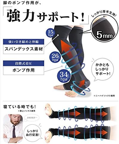 Dekiru Man Project Men's Compression Socks, Elastic Stockings, Open Toe, Prevents Legs Cleaning, Recommended by Juntendo University Visiting Professor - NewNest Australia