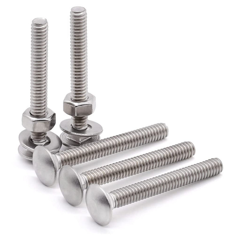 Glvaner (10 Sets) 1/4-20 x 3-1/2" Stainless Steel Carriage Bolts Screws Round Head Square Neck and Hex Nuts & Flat Washers 304 Stainless Steel 18-8 Full Thread Coverage 1/4-20 x 3-1/2" 10