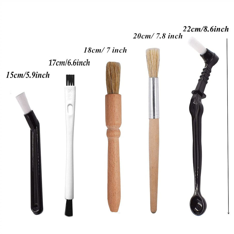 DXary 5 Pieces Coffee Brush Set Professional Espresso Brush Kit Include Wooden Coffee Grinder Machine Cleaning Brush and Nylon Espresso Brush for Coffee Machine Group Head (5)