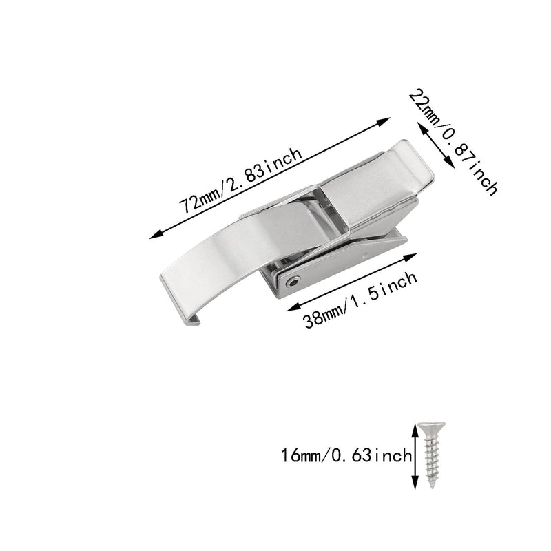 2PCS Small 304 Stainless Steel Draw Toggle Latch Spring Toggle Lock Buckle Spring-Steel Hook with Screws S(72mm)