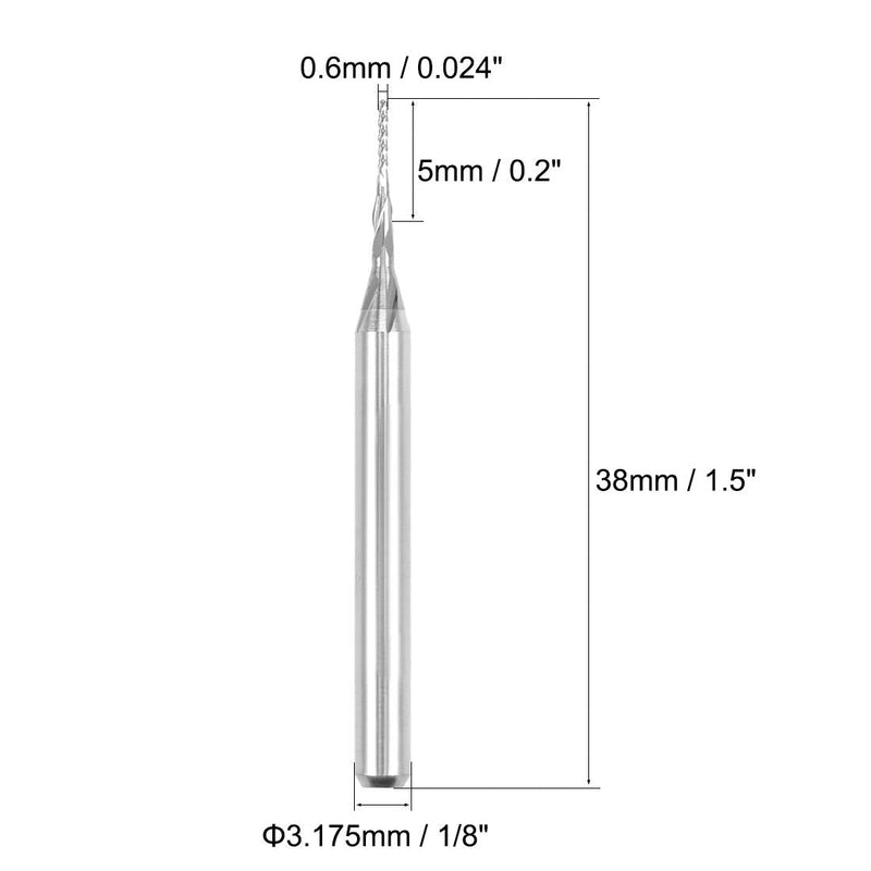 uxcell 10Pcs 0.6mm Carbide End Mill Engraving Milling Cutter CNC Router Bits for PCB Machine, 1/8" Shank 0.6x5mm
