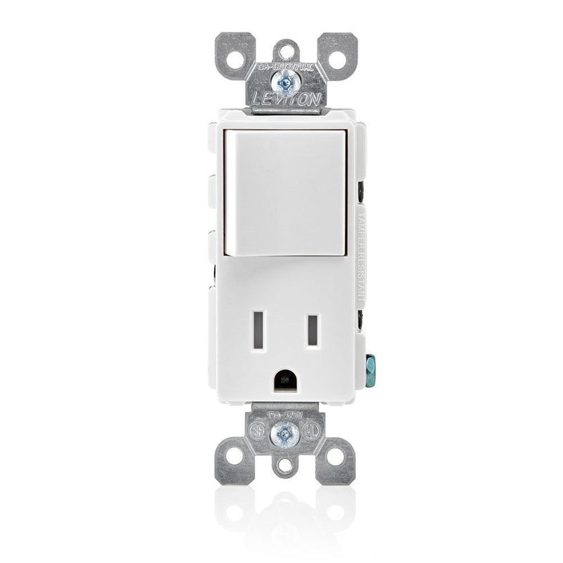 Leviton T5625-W Decora Combination Switch and Tamper-Resistant Receptacle, White