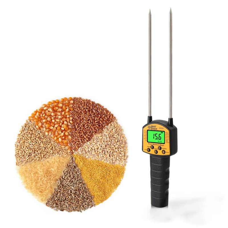Portable Hay Meter,Grain Humidity Meter,Digital LCD Display Grain Moisture Meter for Wheat Corn Rice Peanut Soybean with Non Slip Handle