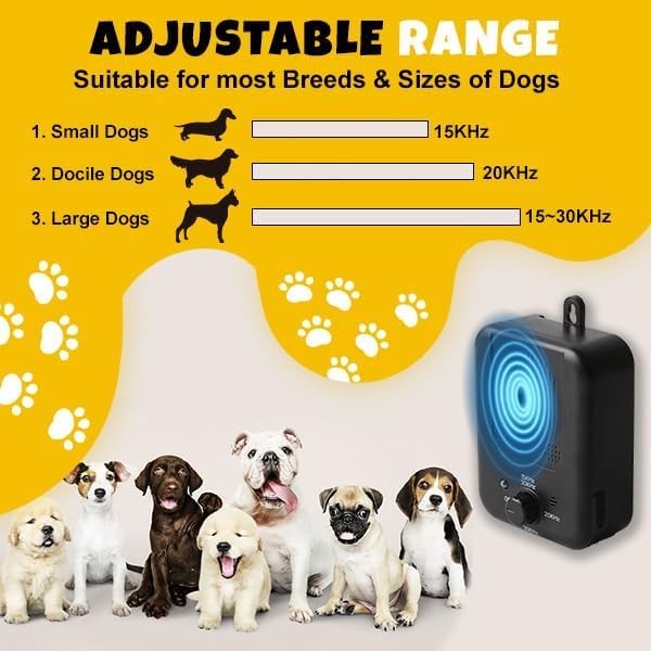 Anti Barking Device, Waterproof Bark Dog Deterrent Box, Rechargeable Ultrasonic Dog Barking Deterrent for Indoor & Outdoor Dogs, Safe for Dogs & People
