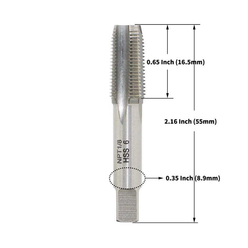 1/8 27 NPT Tapered Pipe Thread Tap High Speed Steel Pipe Thread Tap NPT1/8"