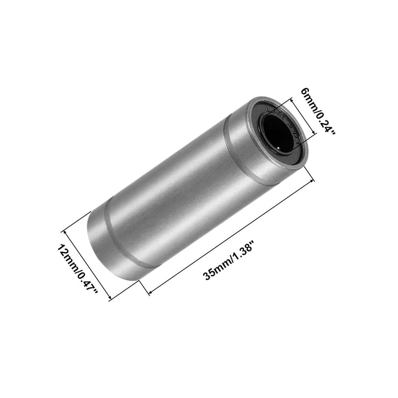 Linear Ball Bearings, LM6LUU 6mm Bore Longer Linear Motion Bushing Double Side Rubber Sealed Rod Liner Shaft Parts for CNC Machine 3D Printer 4 Pack