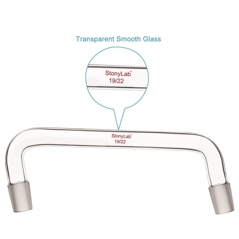 stonylab Glass Distilling Adapter, Borosilicate Glass 75 Degree and 105 Degree Bent Chemistry Adapter with 19/22 Standard Taper Inner Joints, 150 mm Length 19/22 Joint